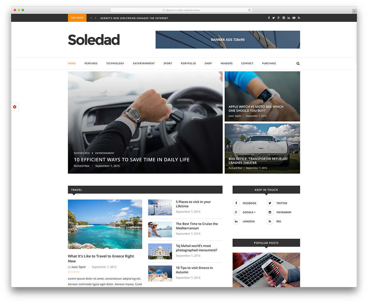 soldedad-minimal-news-website-template